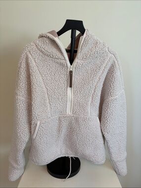 Prana Cream Half-Zip Teddy Sherpa Jacket/Hoody